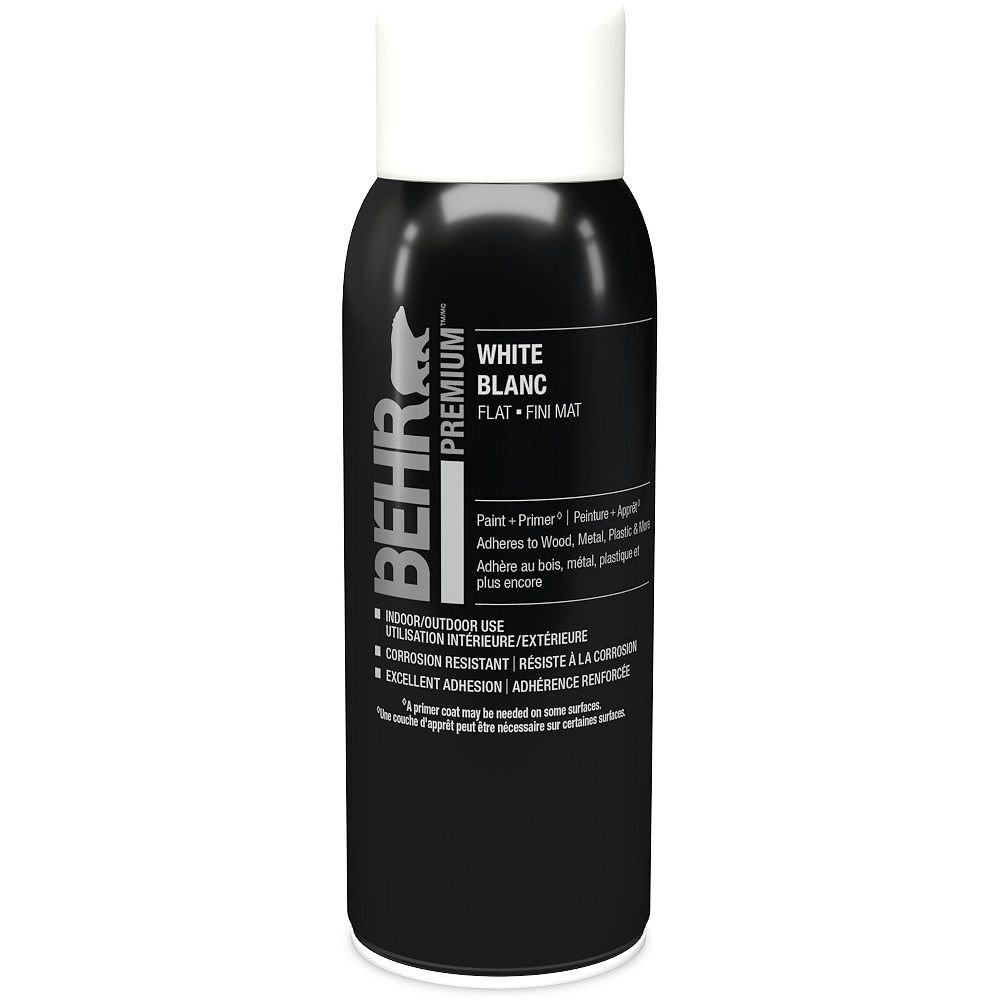 BEHR Interior/Exterior Aerosol Spray Paint and Primer White Flat