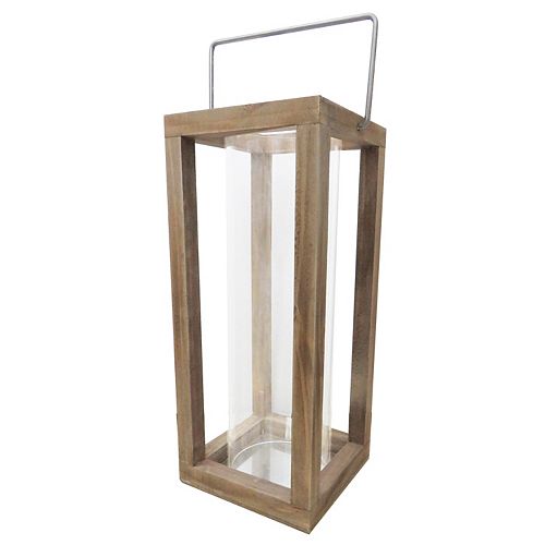 14 inch Wood and Glass Lantern