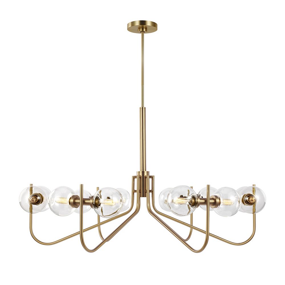 Ed Ellen Degeneres Crafted By Generation Verne 12 Light Burnished Brass Chandelier With Cl The Home Depot Canada Light Burnished Brass Chandelier, Pendant Lamp Shade Clear Glass 12