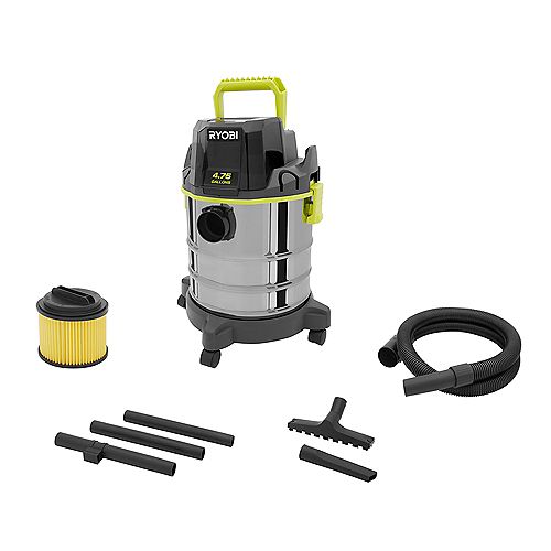 18V ONE+ Cordless 4.75 Gallon Wet/Dry Vacuum (Tool Only) with Hose, Crevice Tool, Floor Nozzle, and Extension Wands