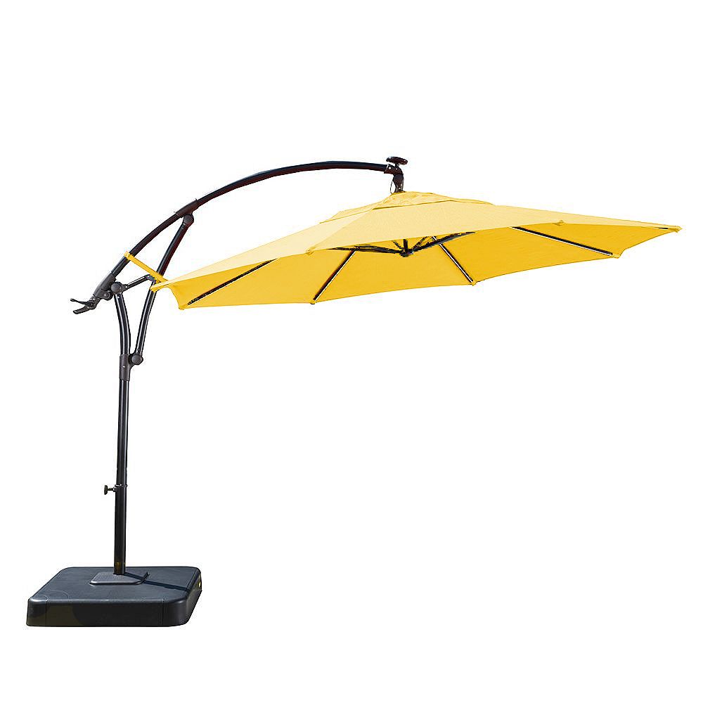 Hampton Bay 11 ft. Solar Light Bar Offset Patio Umbrella ... on {keyword}