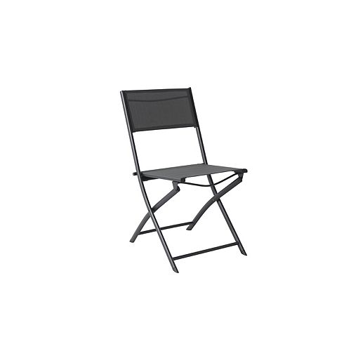 Mix & Match Graphite Sling Folding Armless Patio Dining Chair