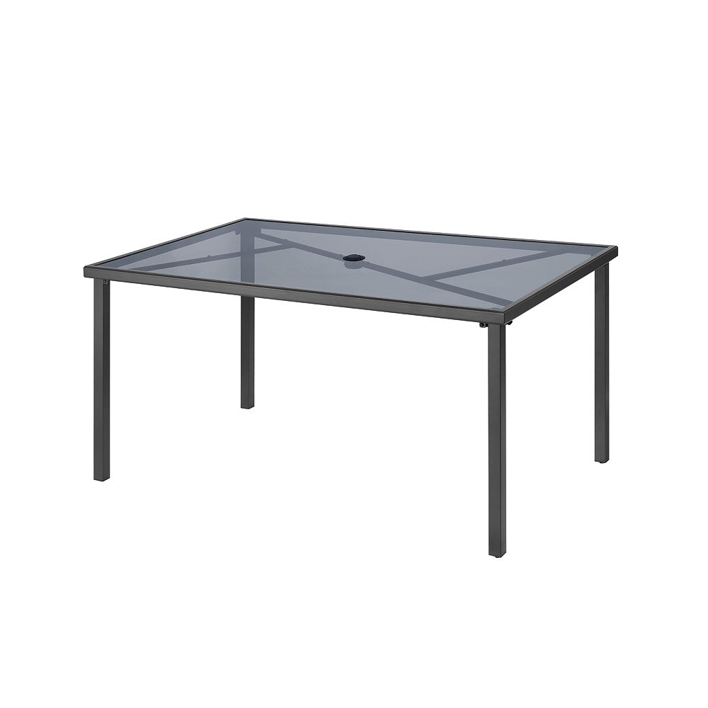 Stylewell Mix Match Rectangle 60 Inch X 38 Inch Patio Dining Table With Smoke Glass The Home Depot Canada