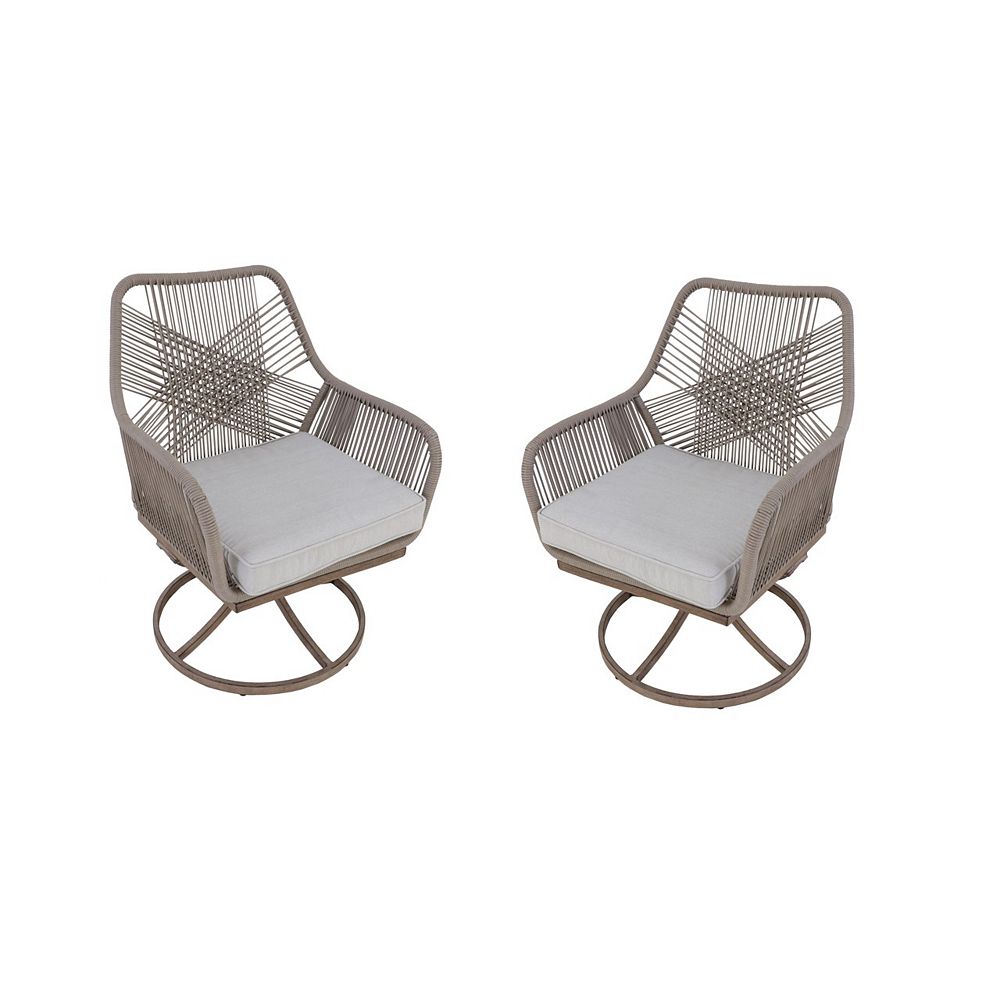 Hampton Bay Luxley 2 pack All-Weather Wicker String Patio Swivel Dining