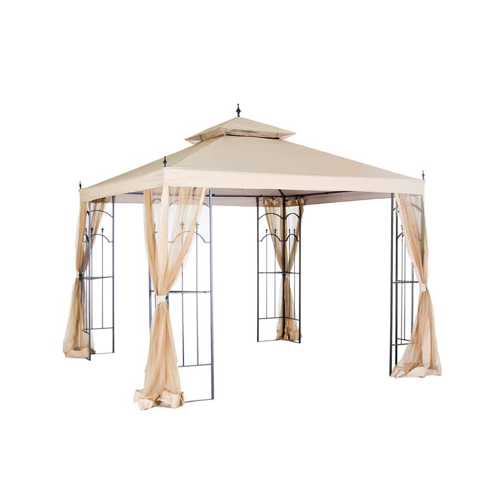 Hampton Bay 10 Ft X 10 Ft Outdoor Patio Arrow Gazebo The Home Depot