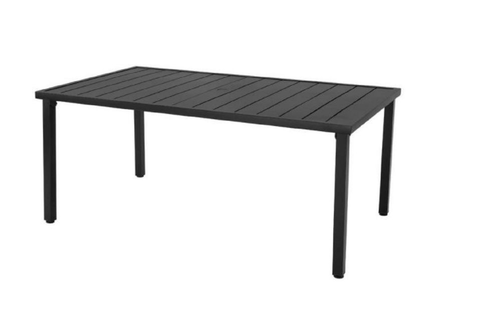 Hampton Bay High Garden Black Steel Rectangular Outdoor Patio Dining   P 1001580484 