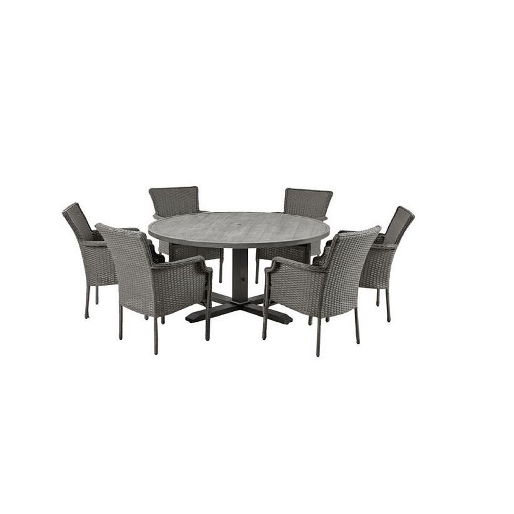 Hampton Bay Grayson 7 Piece Ash Gray Wicker Outdoor Patio Dining Set With Standard Midnigh The Home Depot Canada Hampton Bay Grayson 7 Piece Ash Gray Wicker Outdoor Patio Dining Set With Standard Midnigh The Home Depot Canada