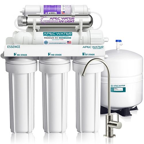 APEC Water Systems Essence 75 GPD 7-Stage Reverse Osmosis Water Filter System with Alkaline UV Ultra-Violet Sterilizer