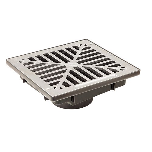 12 in. Square Low Profile Drainage Catch Basin with Aluminum Grate