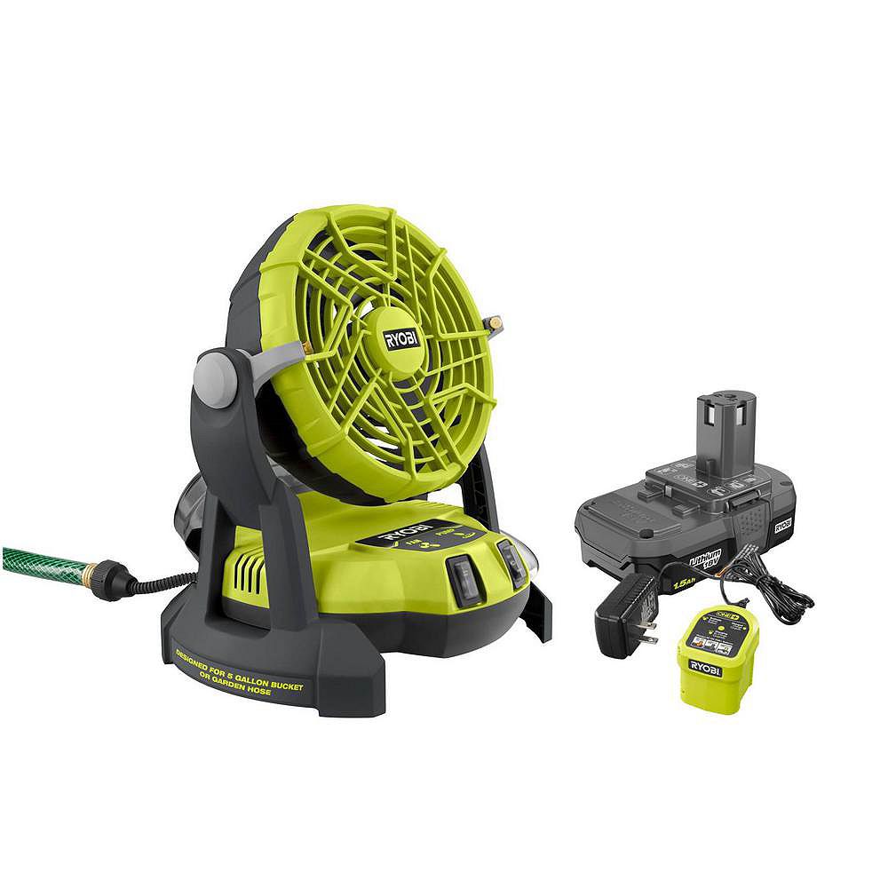 Ryobi 18v One Bucket Top Misting Fan Kit The Home Depot Canada