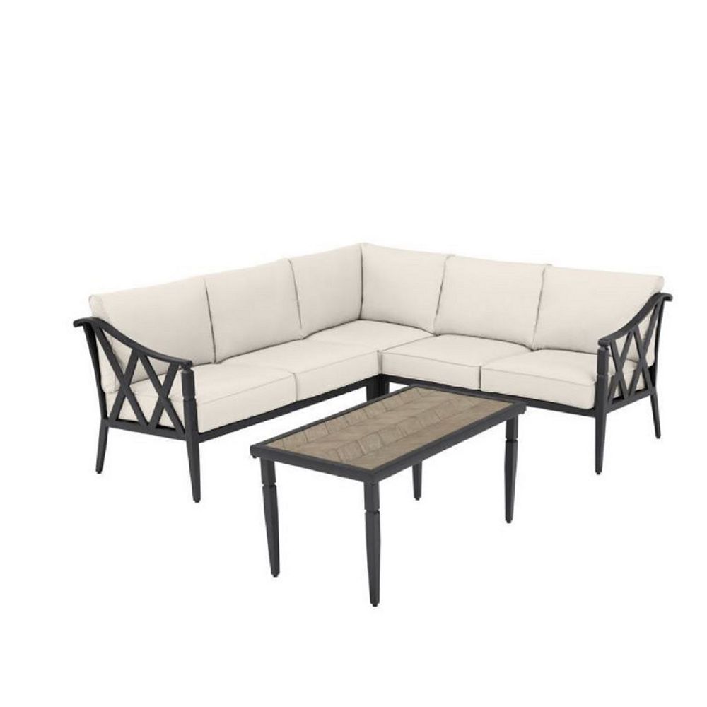 Hampton Bay Harmony Hill 3Piece Black Steel Outdoor Patio Sectional