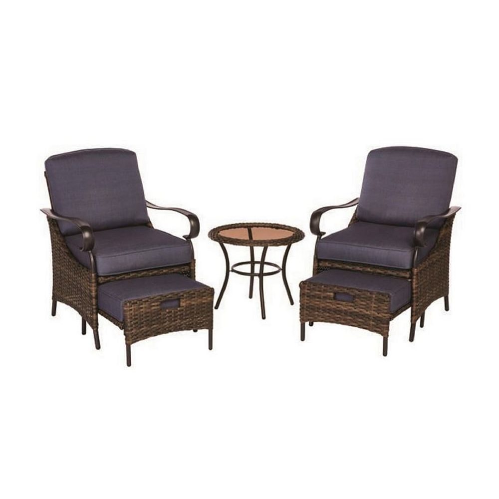 Hampton Bay Layton Pointe 5-Piece Brown Wicker Outdoor Patio ...