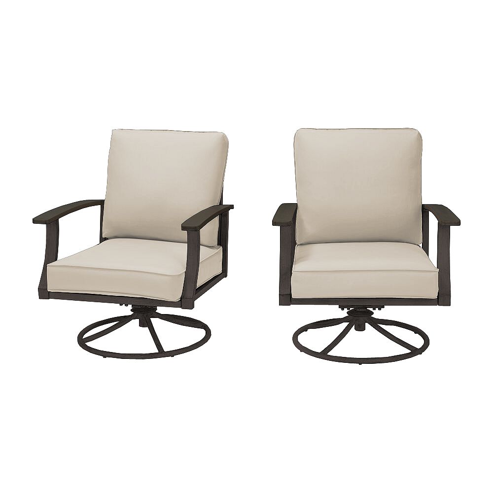 Hampton Bay Marina Point White Steel Outdoor Patio Swivel Lounge Chair