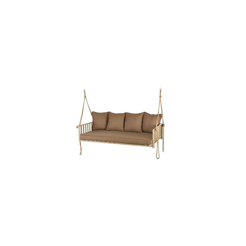 Hampton Bay Cane Patio Outdoor Patio Swing with Square Back Cushions