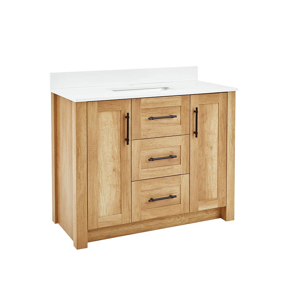 Home Decorators Collection Farley 42 Inch Vanity With Double Doors And 3 Drawers In Natura The Home Depot Canada