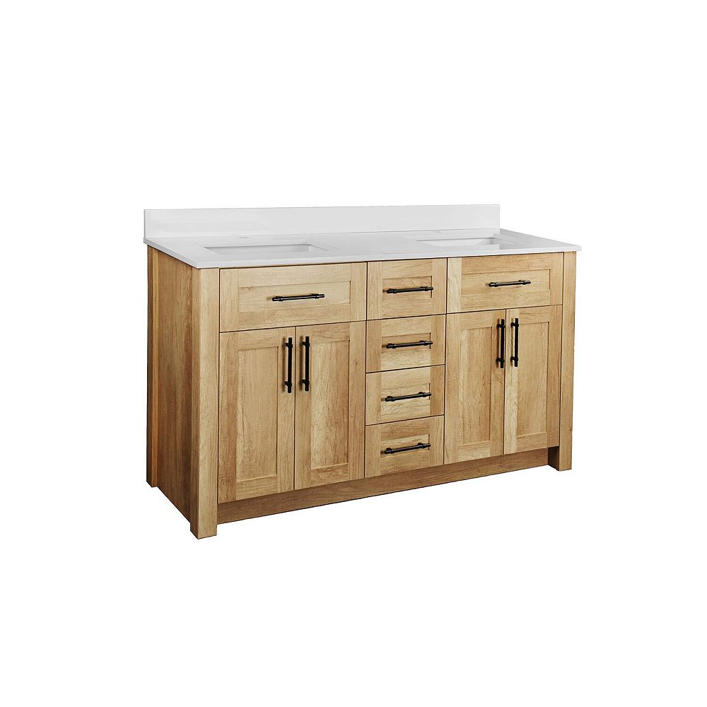 Hdc Farley 60 Inch Vanity With White, 60 Inch Vanity Top Single Sink Home Depot