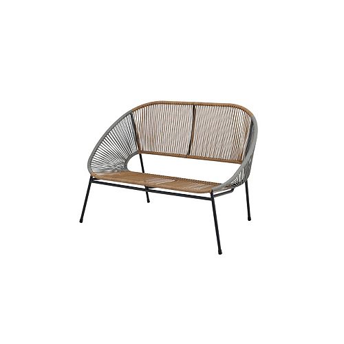 Mix & Match Grey/Wheat All-Weather Wicker Patio Stacking Egg Loveseat