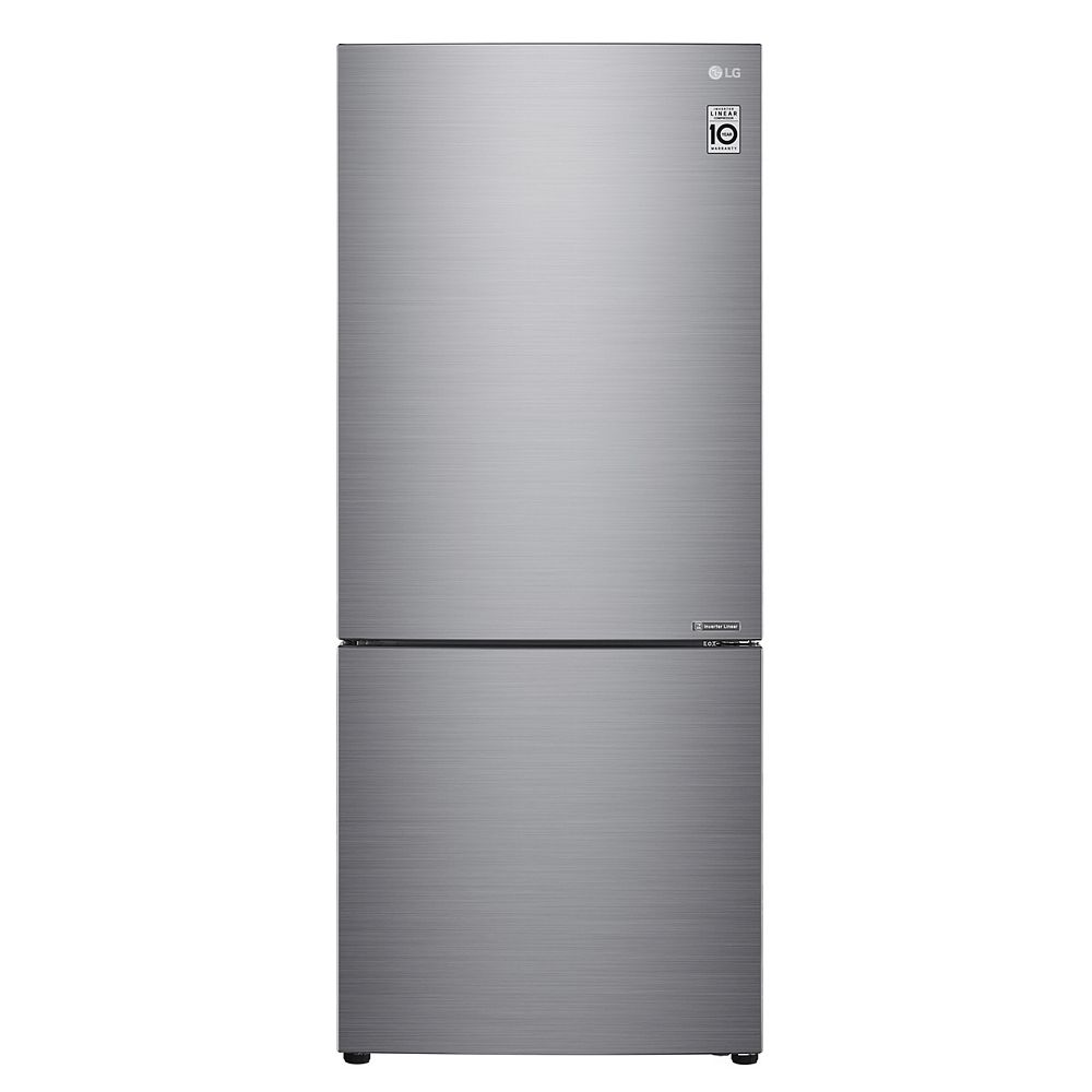 Lg Electronics 28 Inch 15 Cu Ft Bottom Freezer Refrigerator In Platinum Silver Counter The Home Depot Canada