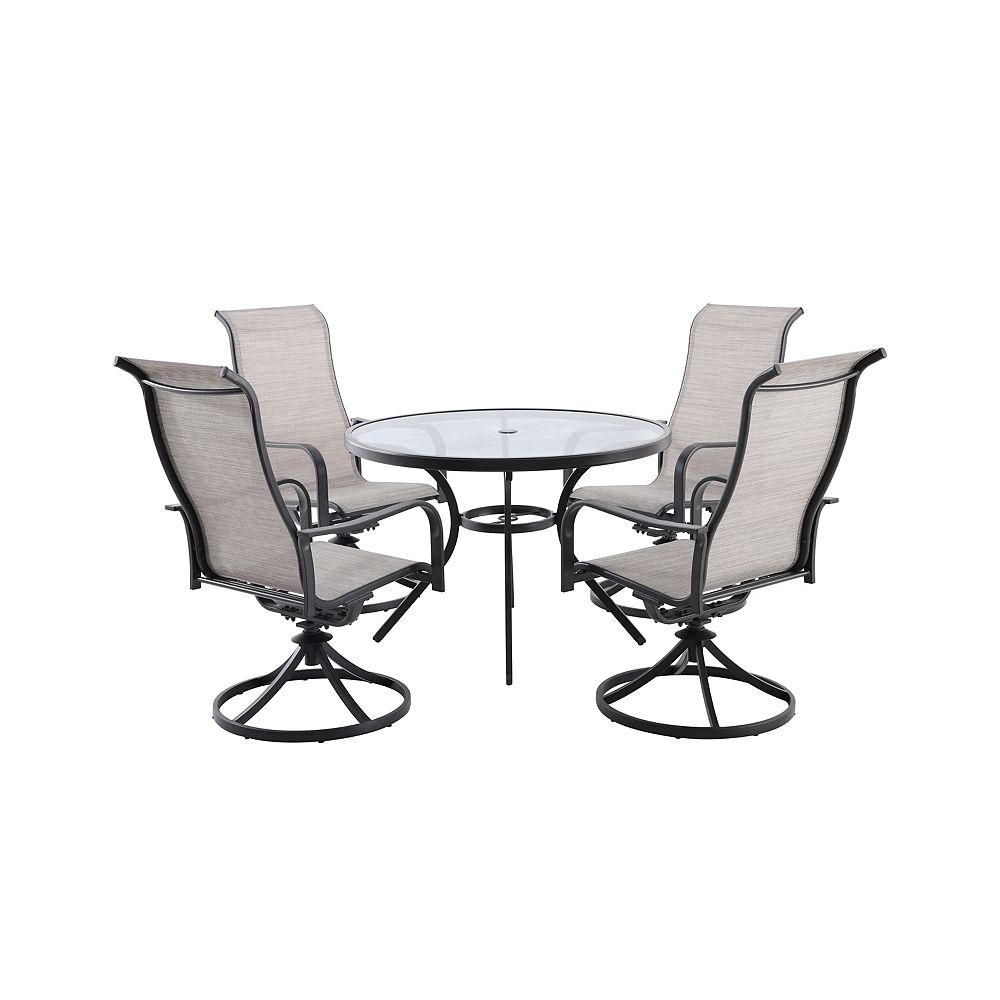 Hampton Bay Greyhurst 5Piece RustResistant Steel Sling Patio Dining