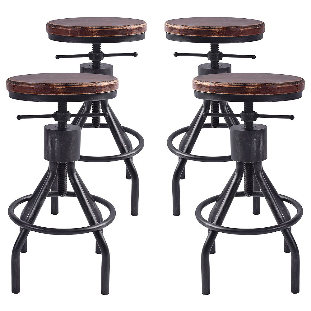 Todays Mentality Paris Adjustable Backless Barstool in Silver Brushed ...