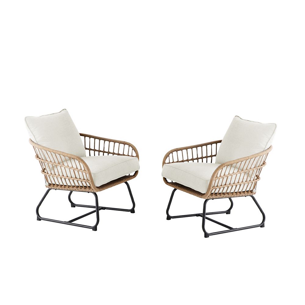 Hampton Bay Cayman White All Weather Wicker Patio Club Chair 2 Pack The Home Depot Canada All Weather Wicker Patio Club Chair, Home Depot Outdoor Furniture Canada