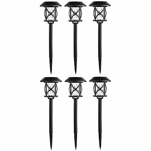 10 Lumen Black Solar LED Pathway Lights (6-Pack)