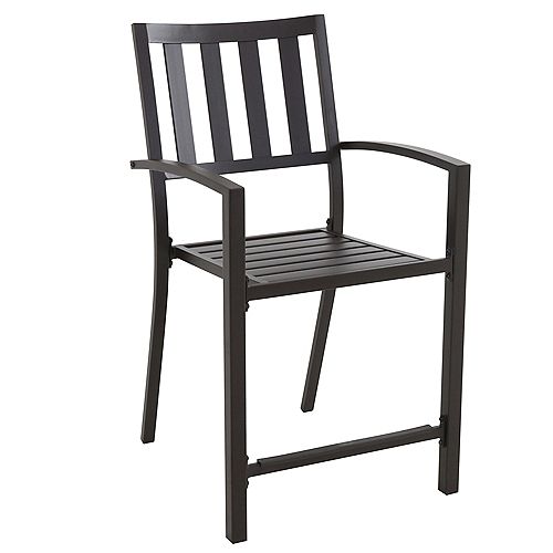 Mix & Match Graphite Slat-Back Stacking Patio Balcony Dining Chair