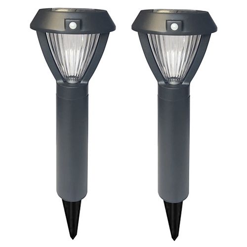 Hampton Bay 15 Lumen Black Motion Sensing Solar LED Pathway Lights (2-Pack)