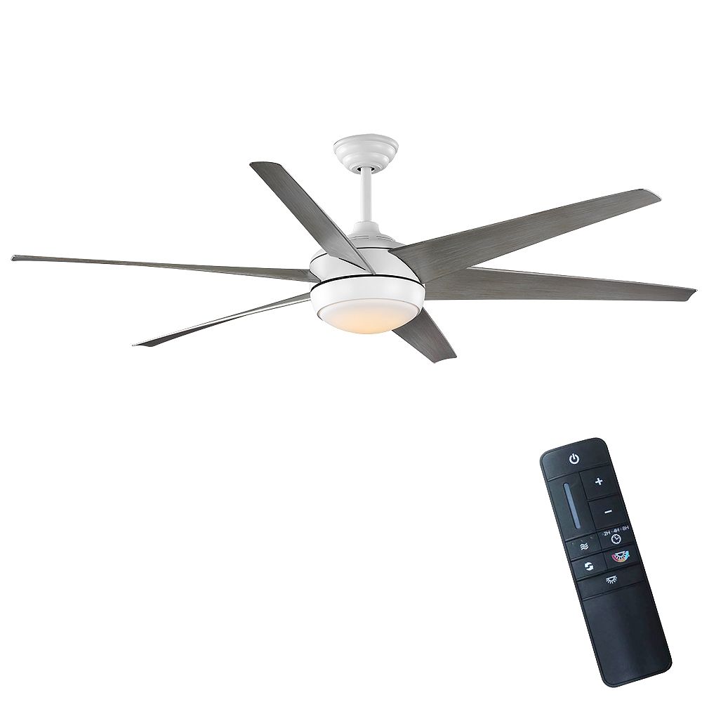 Home Decorators Collection Windward 68 Inch Integrated Led Light Matte White Ceiling Fan W The Home Depot Canada