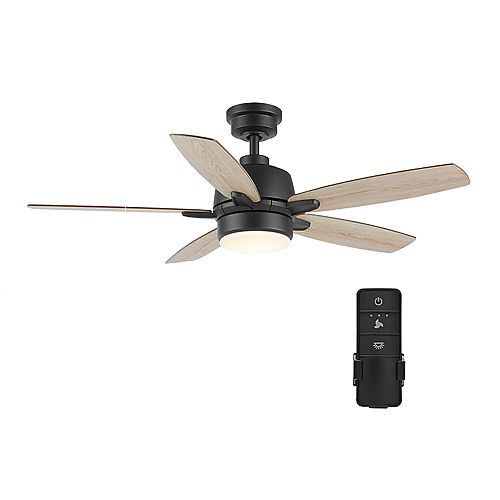 Fawndale 46-inch Matte Black Ceiling Fan with Remote Control and Integrated LED Light