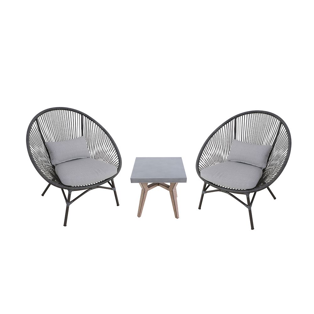 Stylewell Dark Gray 3 Piece Steel Papasan Rope Outdoor Patio Conversation Seating Set With The Home Depot Canada 3 Piece Steel Papasan Rope Outdoor, Home Depot Outdoor Chairs Canada