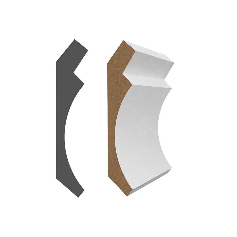 Interbois MDF White Primed Modern Crown Molding 11/16" x 51/4" x 96