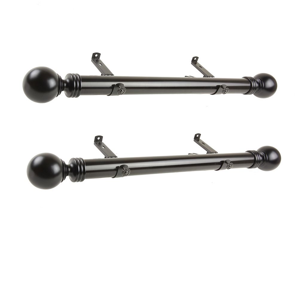 Rod Desyne Sphere 15 Dia Side Curtain Rod 12 20 Inch Long Set Of 2 Black The Home Depot Canada