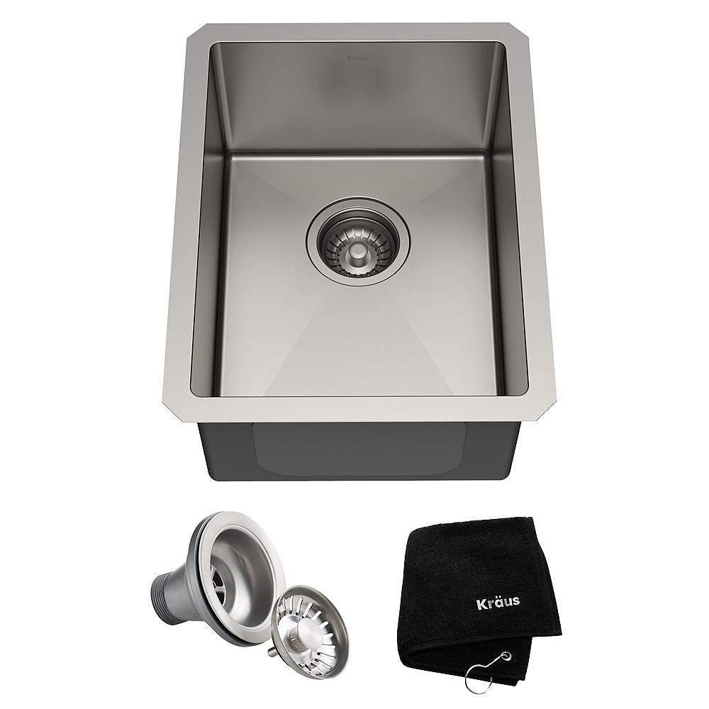 Kraus Standart PRO Undermount Stainless Steel 14 inch Single Bowl Bar 14 Inch Stainless Steel Sink