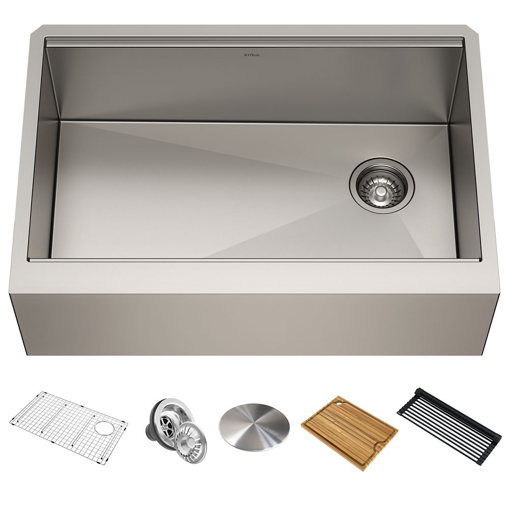 Kraus 30 Inch Undermount Single Bowl Stainless Steel Farmhouse Sink   P 1001584051 