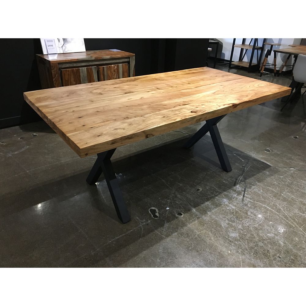 Cta 70 Acacia Table With Black X Legs The Home Depot Canada