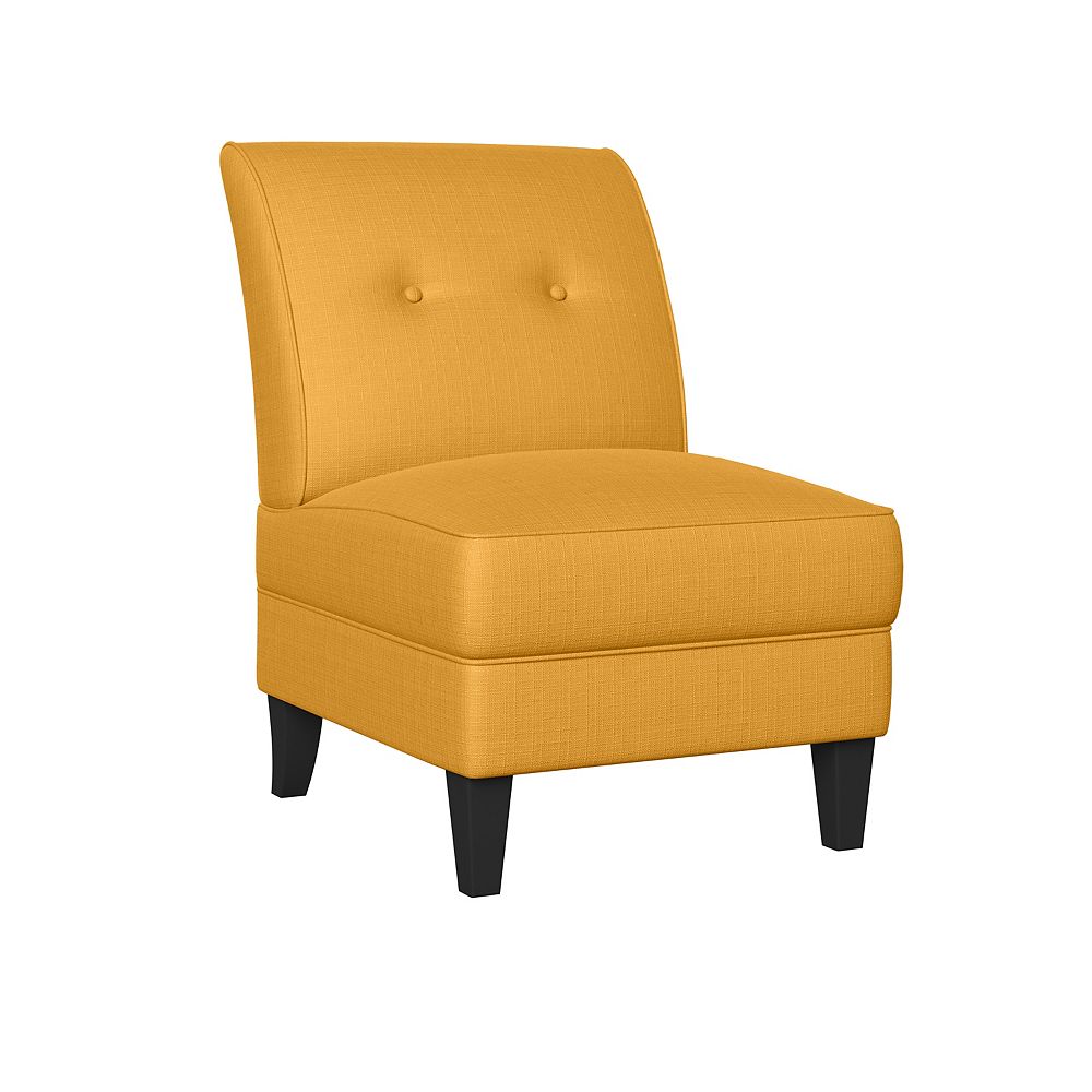 Handy Living Shumer Armless Chair in Mustard Yellow Linen The Home Depot Canada