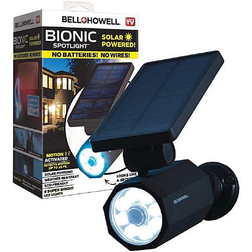 4W Black Motion Activated Integrated LED Solar Powered Outdoor Bionic Spotlight Night Light