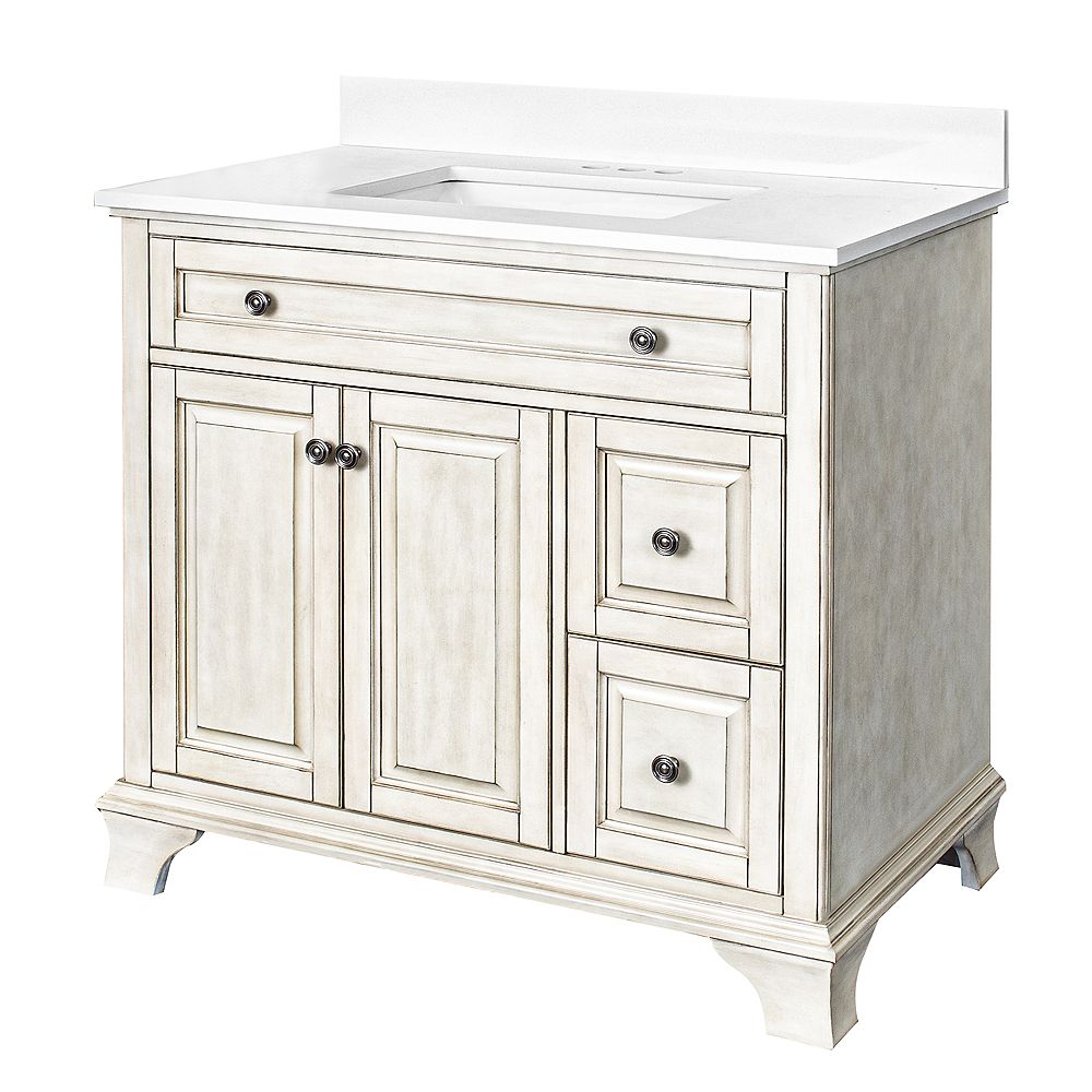 Foremost International Corsicana 36 Inch Vanity Combo With Lily White Top With Rectangular The Home Depot Canada