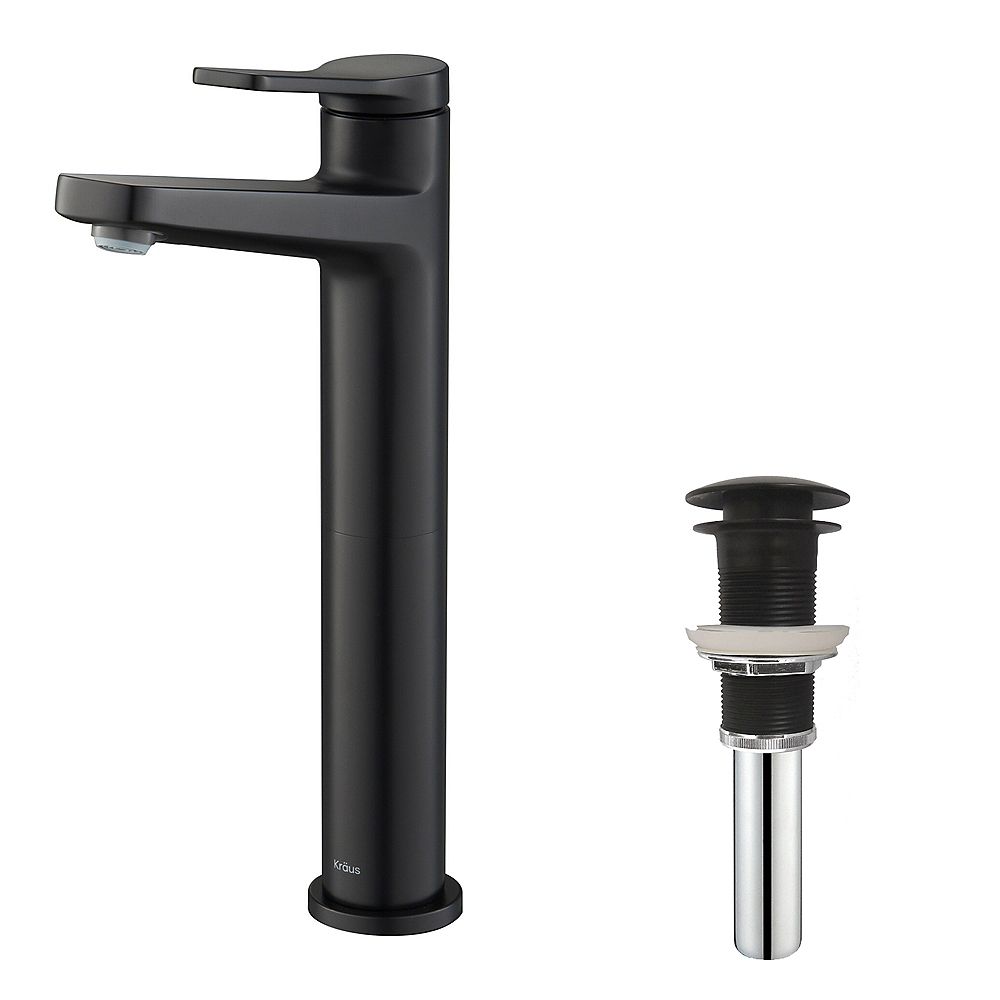 Kraus Indy Single Hole SingleHandle Vessel Bathroom Faucet with Pop Up