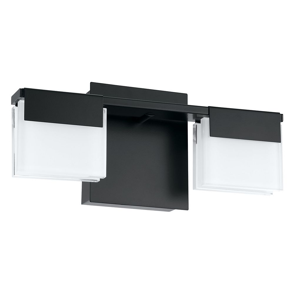 Eglo Vente LED Vanity Light 2L, Matte Black Finish with Satin Acrylic