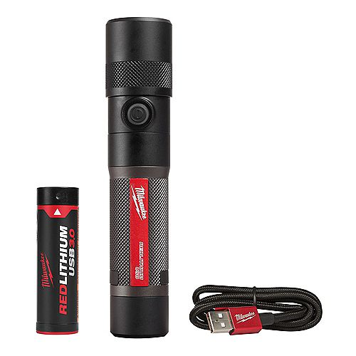 1100 Lumens LED USB Rechargeable Twist Focus Flashlight