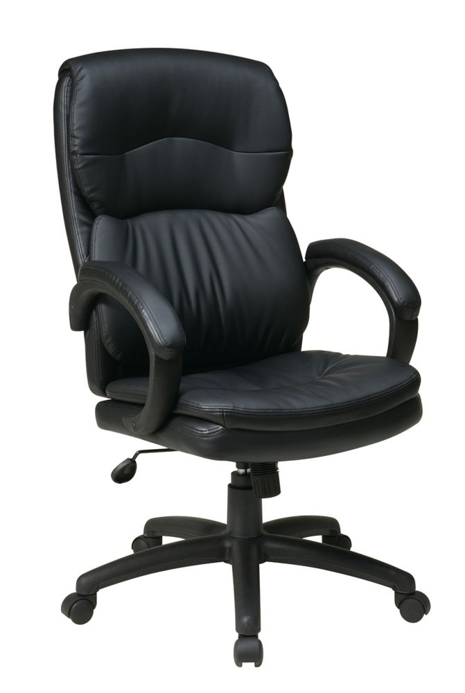 Office Star High Back Black Bonded Leather Executive Chair with Padded