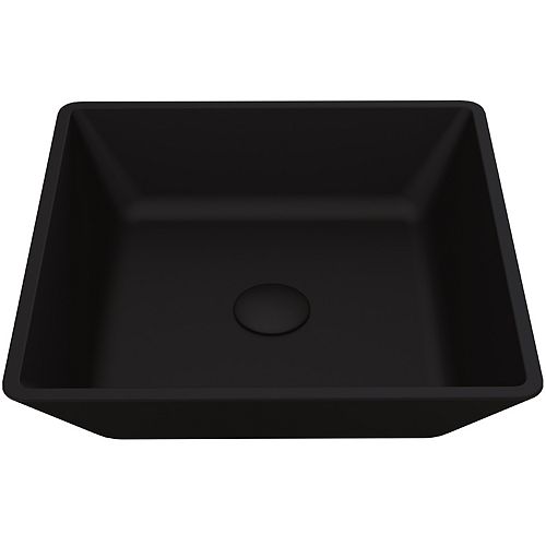 Matte Shell Roma Glass Square Vessel Bathroom Sink in Black