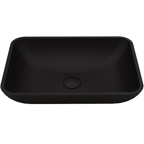 Matte Shell Sottile Glass Rectangular Vessel Bathroom Sink in Black