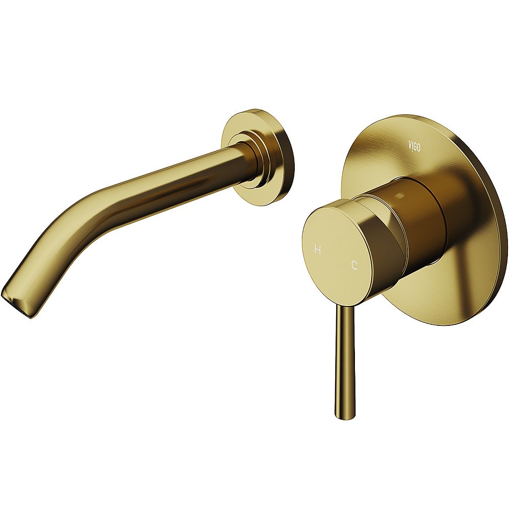 Vigo Olus Single Handle Wall Mount Bathroom Faucet In Matte Gold The Home Depot Canada 4999