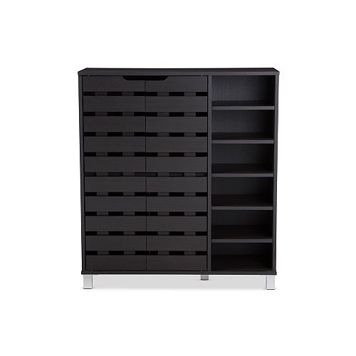 Shirley Wood Shoe Storage Cabinet in Dark Brown