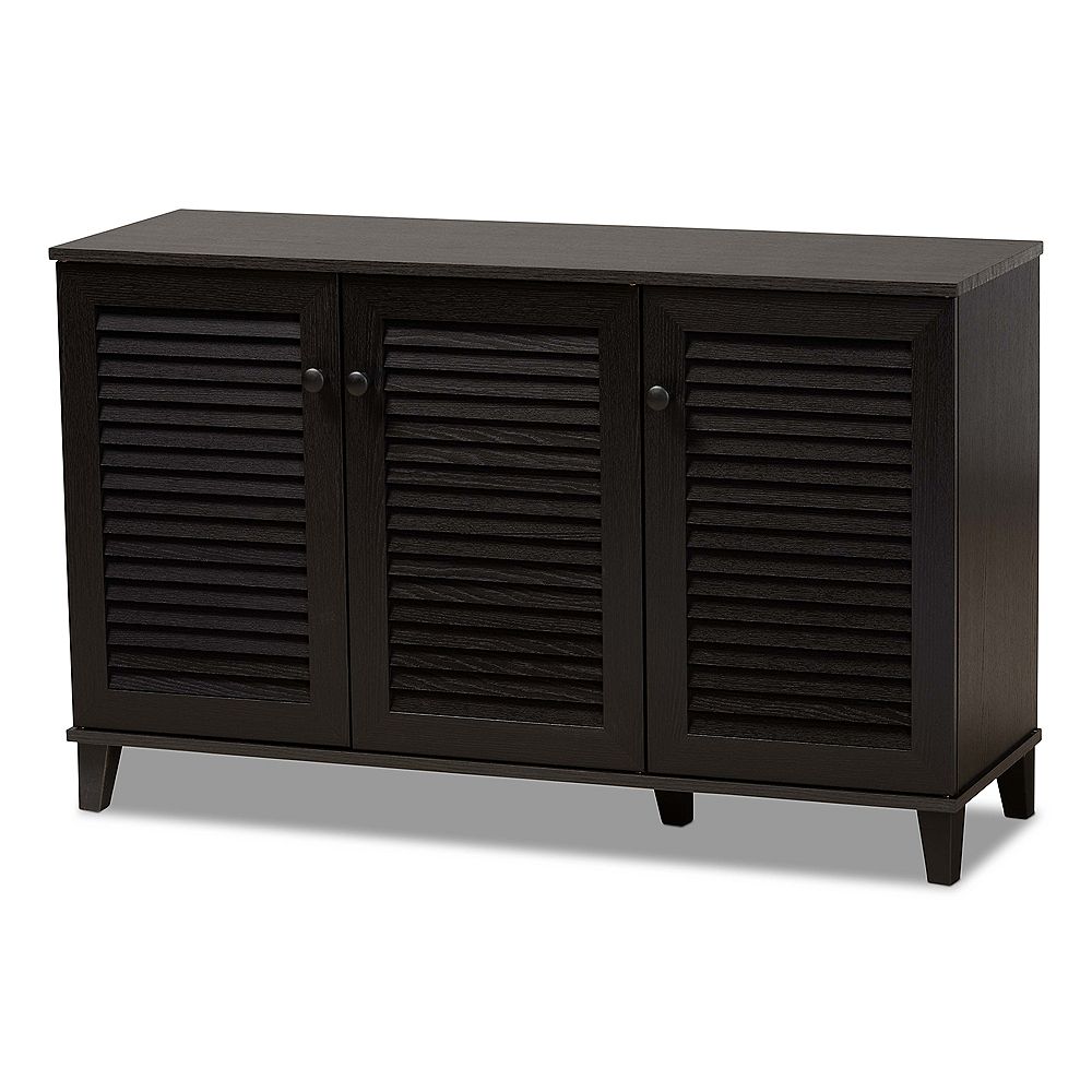 Baxton Studio Warren Wood Shoe Storage Cabinet in Dark ...