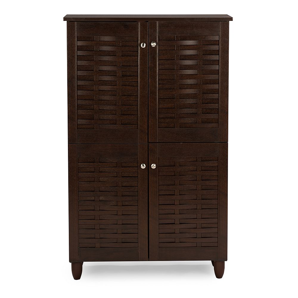 Baxton Studio Winda 4 Door Wood Shoe Storage Cabinet In Dark Brown The Home Depot Canada