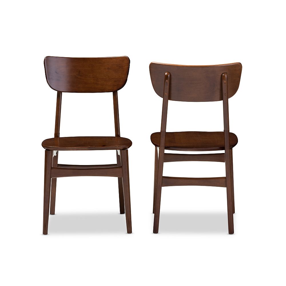 Baxton Studio Netherlands Wood Dining Chair In Walnut Dark Brown 2 Pack The Home Depot Canada